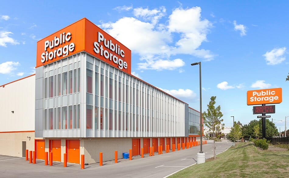 View of gallery windows and drive-up access storage units